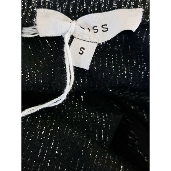 Reiss Long Sleeve Open Back Shimmer Top-Black-Multi Small - Picture 4 of 6